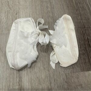 Vintage Gold Bug Baby Booties Infant White Blessing Baptism Wedding Formal